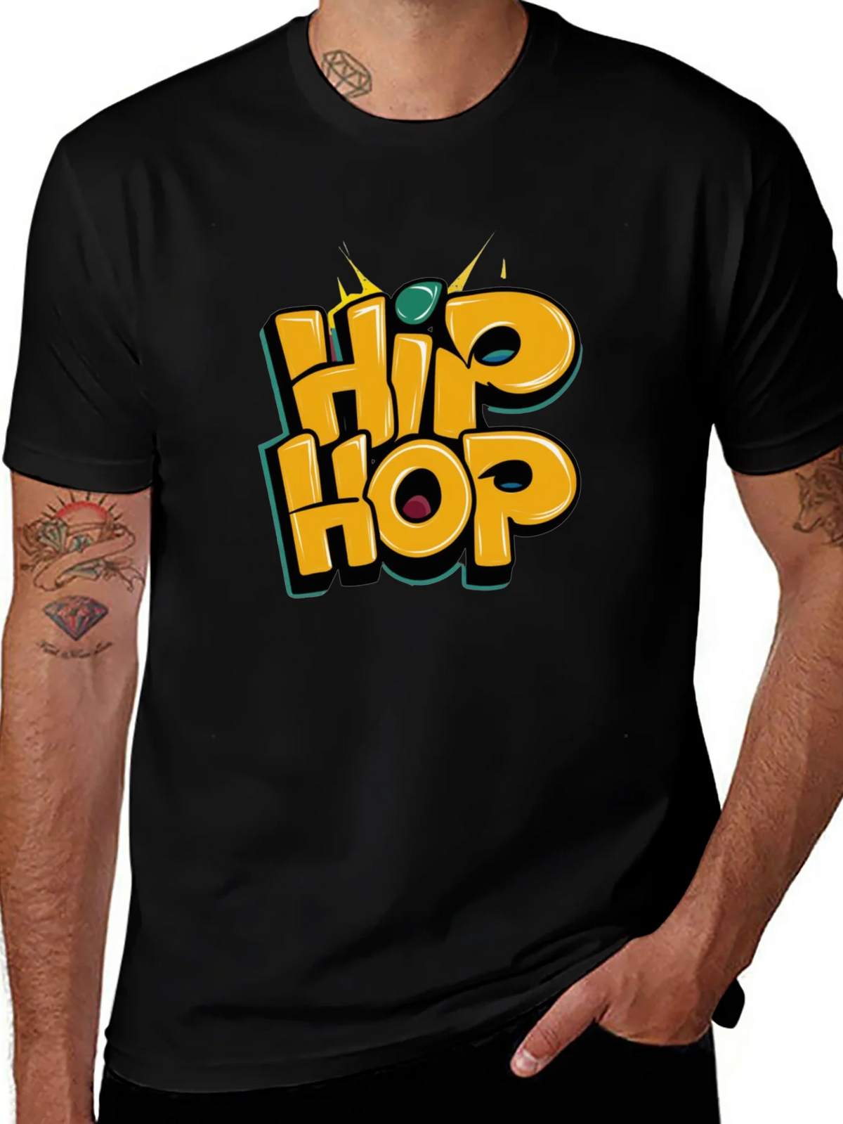 Hip Hop Graphic Tee - Stylish Black T-Shirt product image 1