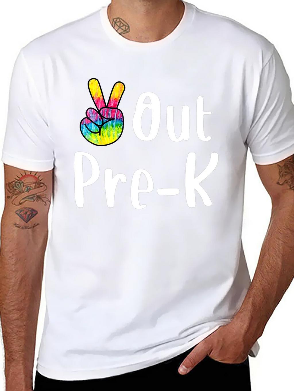 Out Pre-K Peace Sign T-Shirt Black Cotton Casual product image 7