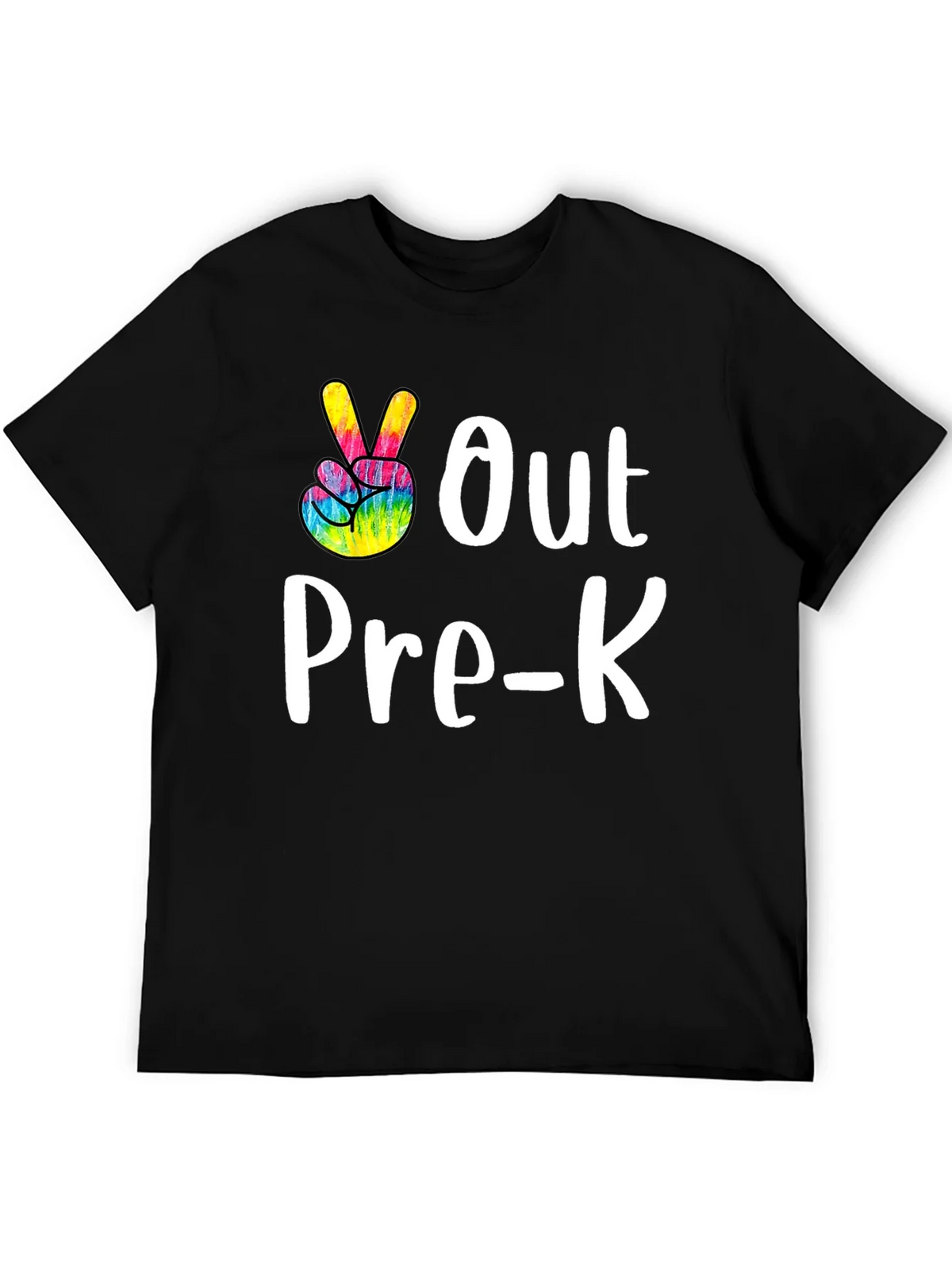 Out Pre-K Peace Sign T-Shirt Black Cotton Casual product image 5