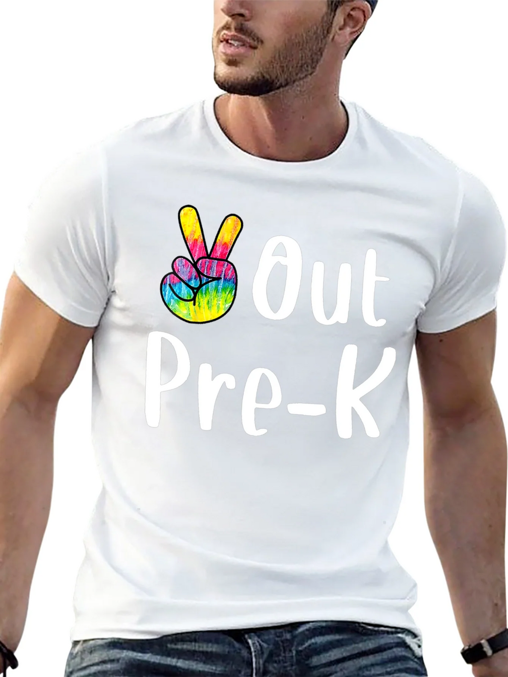 Out Pre-K Peace Sign T-Shirt Black Cotton Casual product image 12