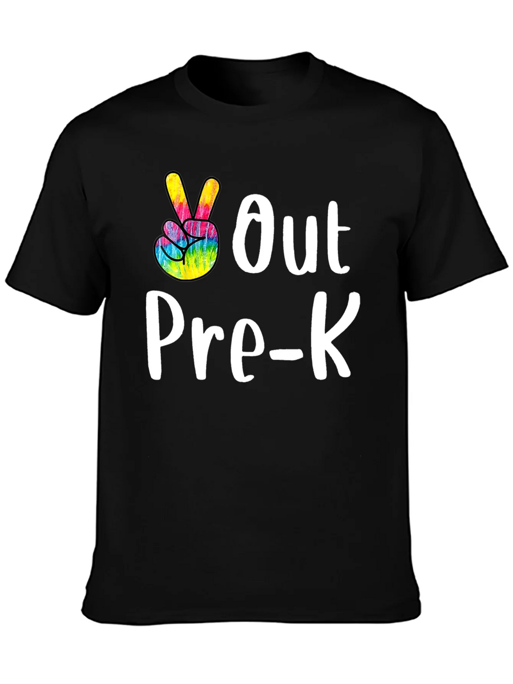 Out Pre-K Peace Sign T-Shirt Black Cotton Casual product image 3