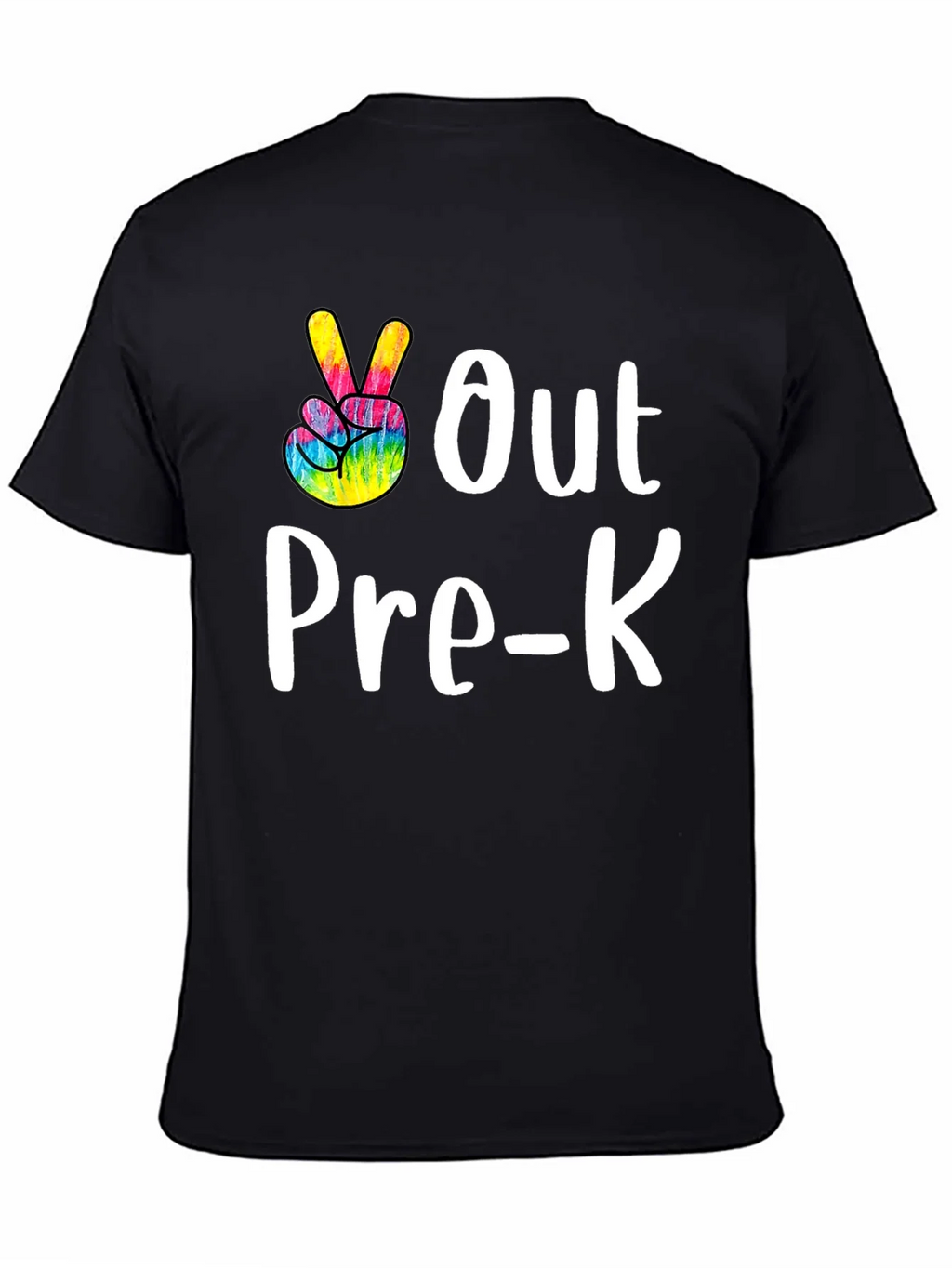 Out Pre-K Peace Sign T-Shirt Black Cotton Casual product image 4
