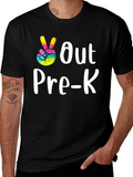 Out Pre-K Peace Sign T-Shirt Black Cotton Casual product image 1