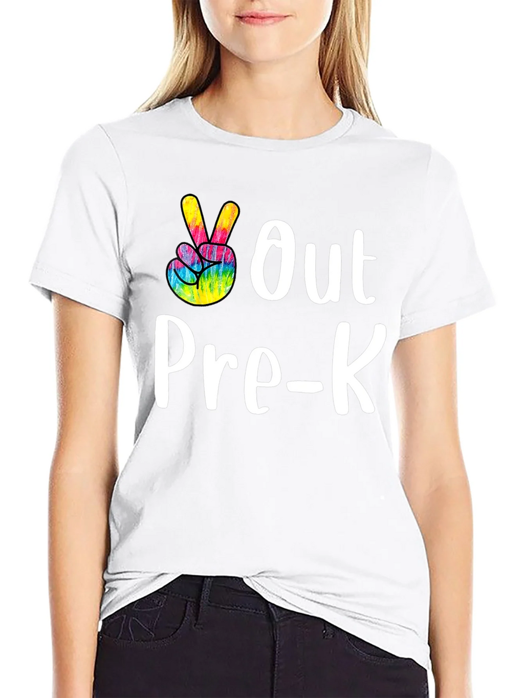Out Pre-K Peace Sign T-Shirt Black Cotton Casual product image 8
