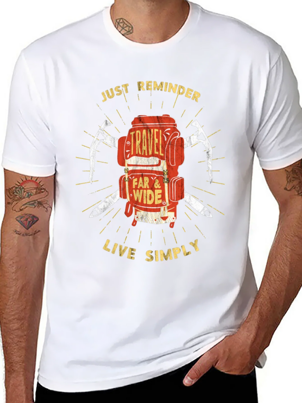 Travel Backpack T-Shirt: Just Reminder - Live Simply
