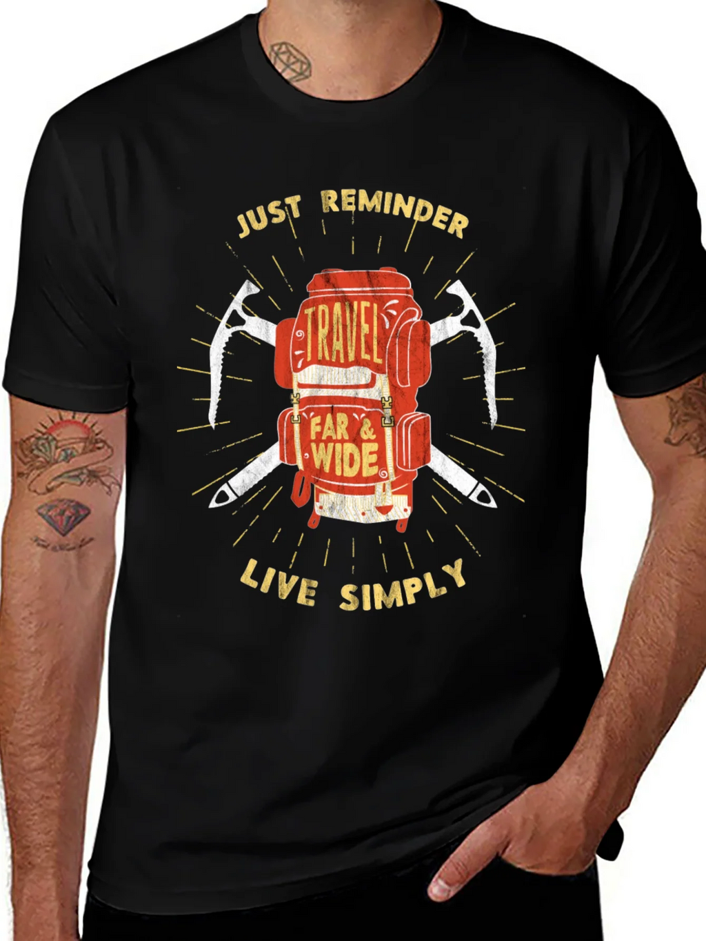 Travel Backpack T-Shirt: Just Reminder - Live Simply