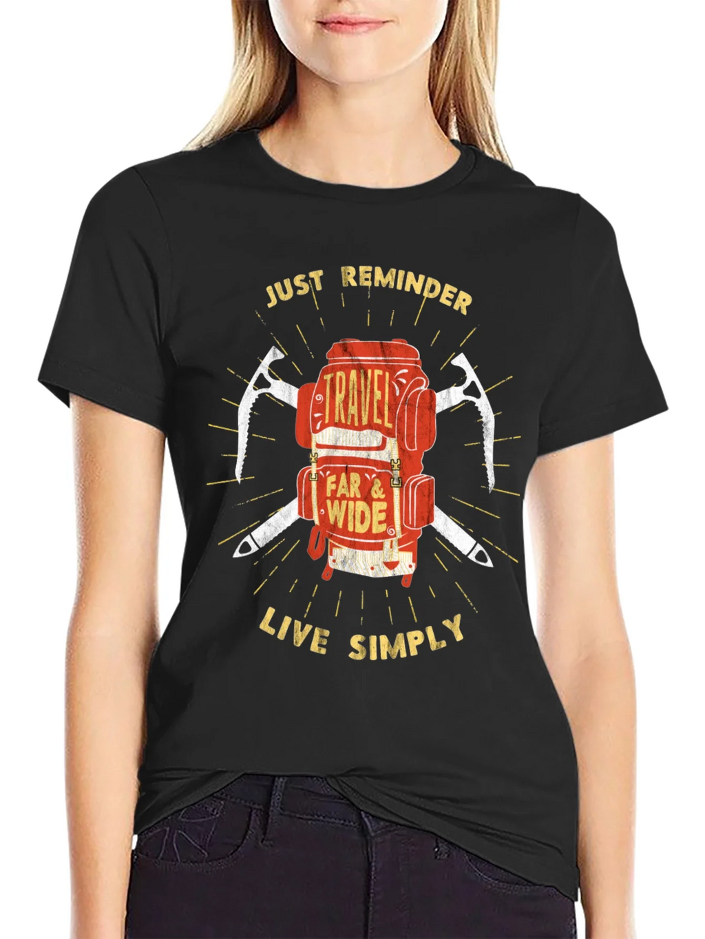 Travel Backpack T-Shirt: Just Reminder - Live Simply