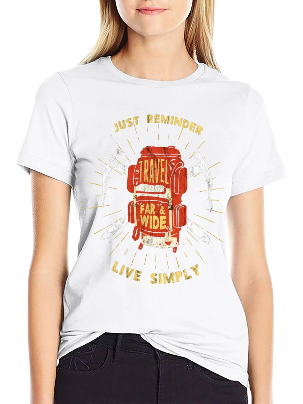 Travel Backpack T-Shirt: Just Reminder - Live Simply