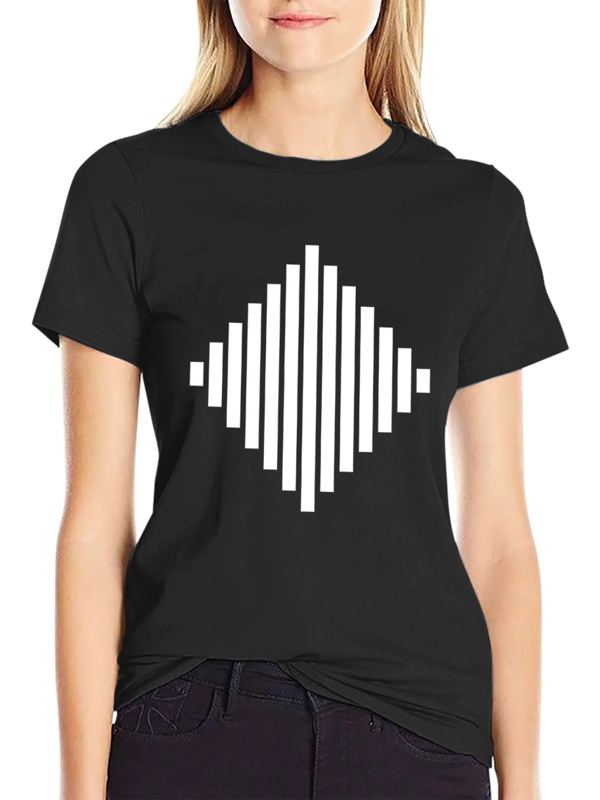Modern Geometric Diamond Black T-Shirt product image 2