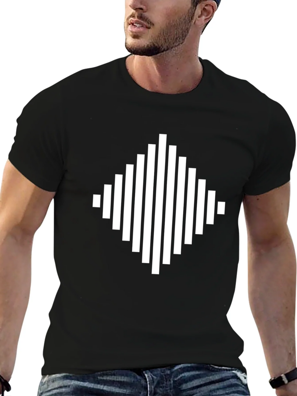 Modern Geometric Diamond Black T-Shirt product image 6