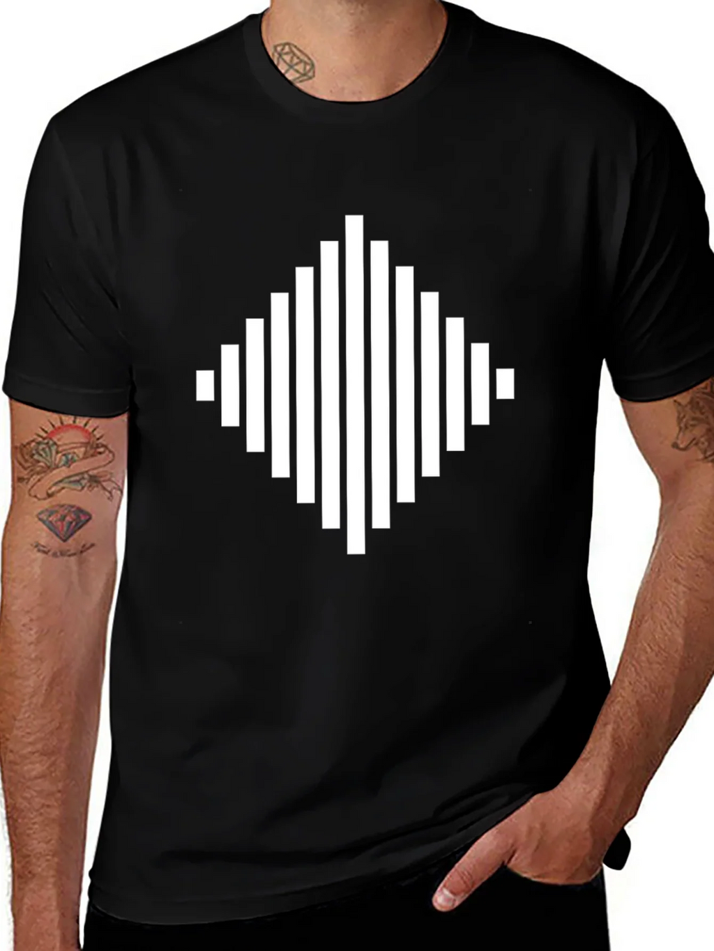 Modern Geometric Diamond Black T-Shirt product image 1