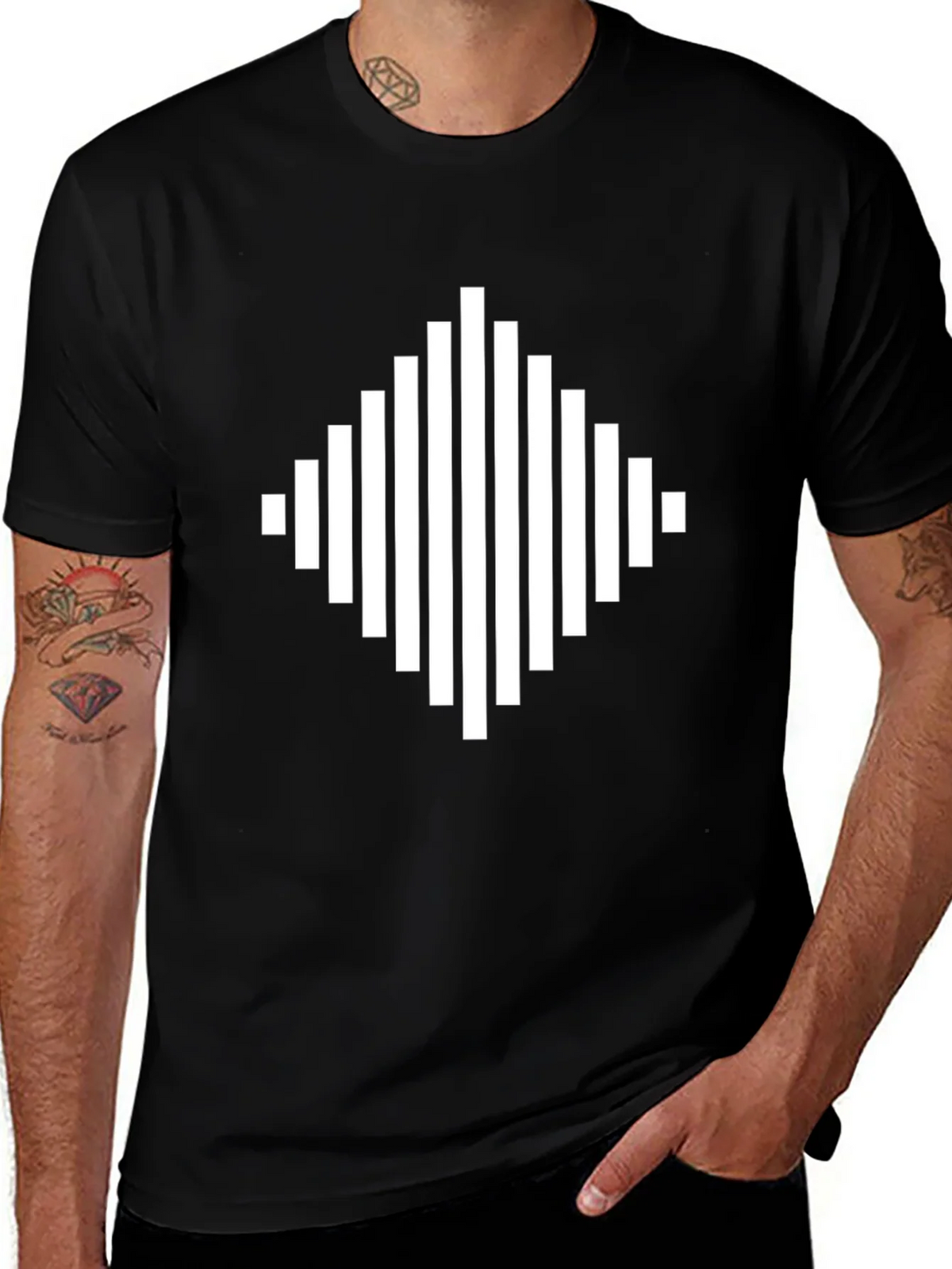Modern Geometric Diamond Black T-Shirt product image 1