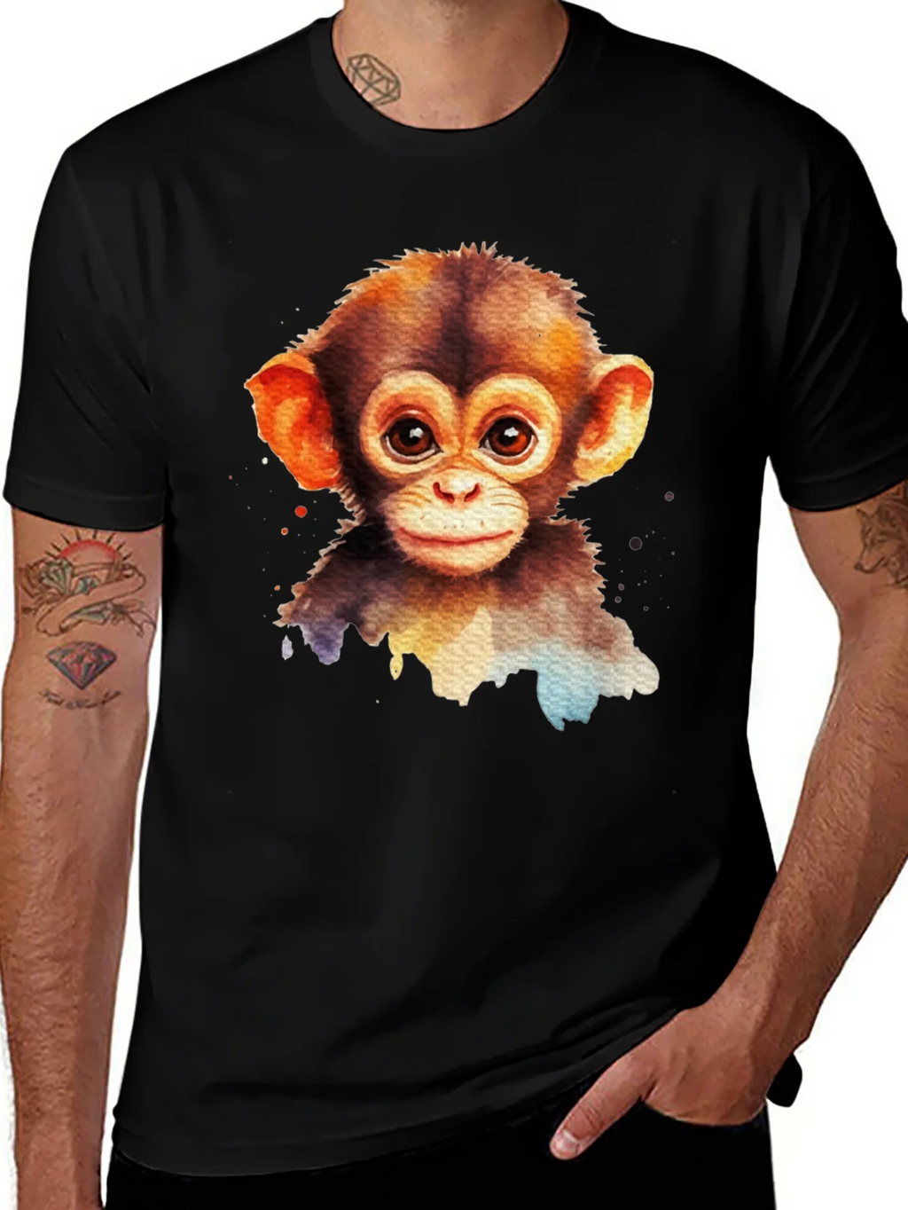 Cute Monkey Watercolor Graphic Tee product image 1