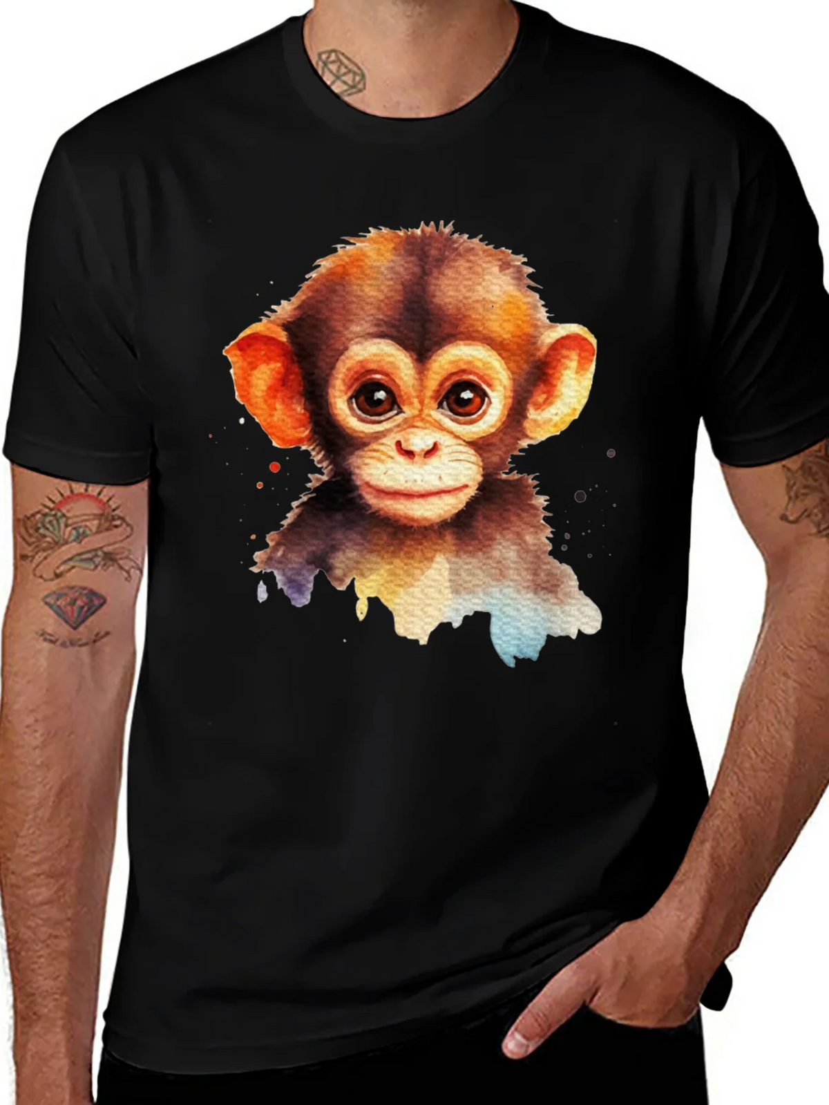 Cute Monkey Watercolor Graphic Tee product image 1