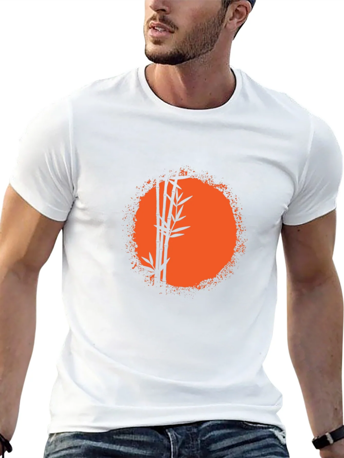 Bamboo Sunset Graphic Tee - Relaxed Fit Black T-Shirt product image 12