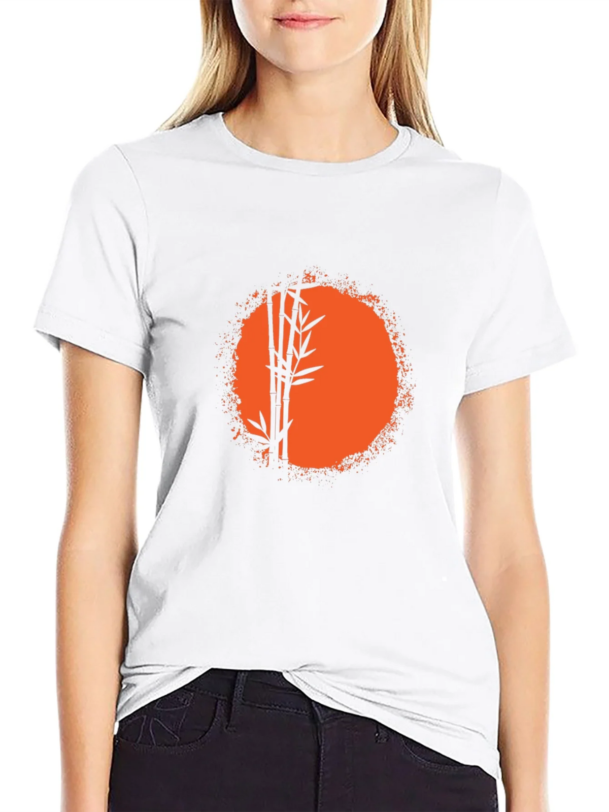 Bamboo Sunset Graphic Tee - Relaxed Fit Black T-Shirt product image 8