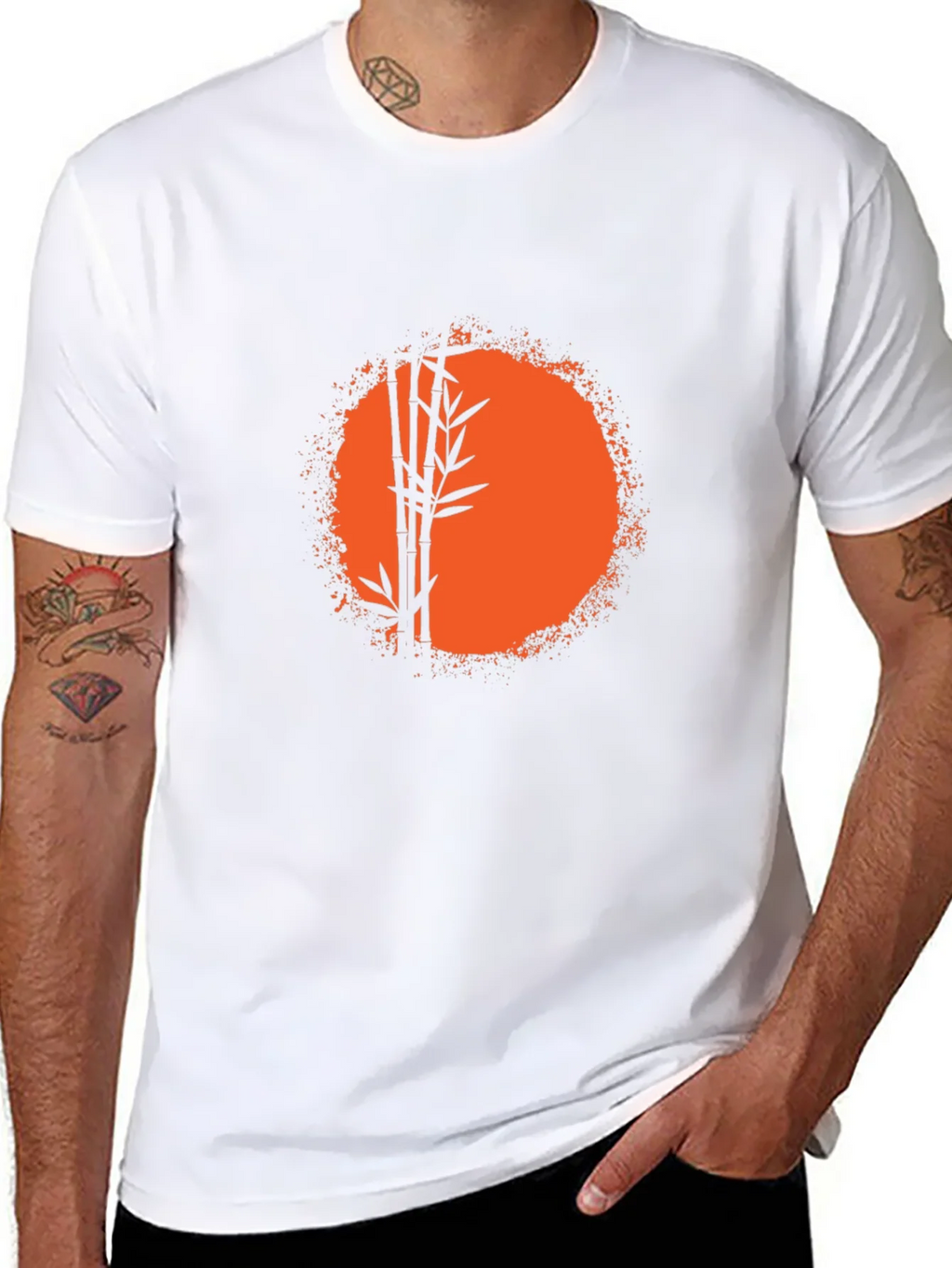 Bamboo Sunset Graphic Tee - Relaxed Fit Black T-Shirt product image 7
