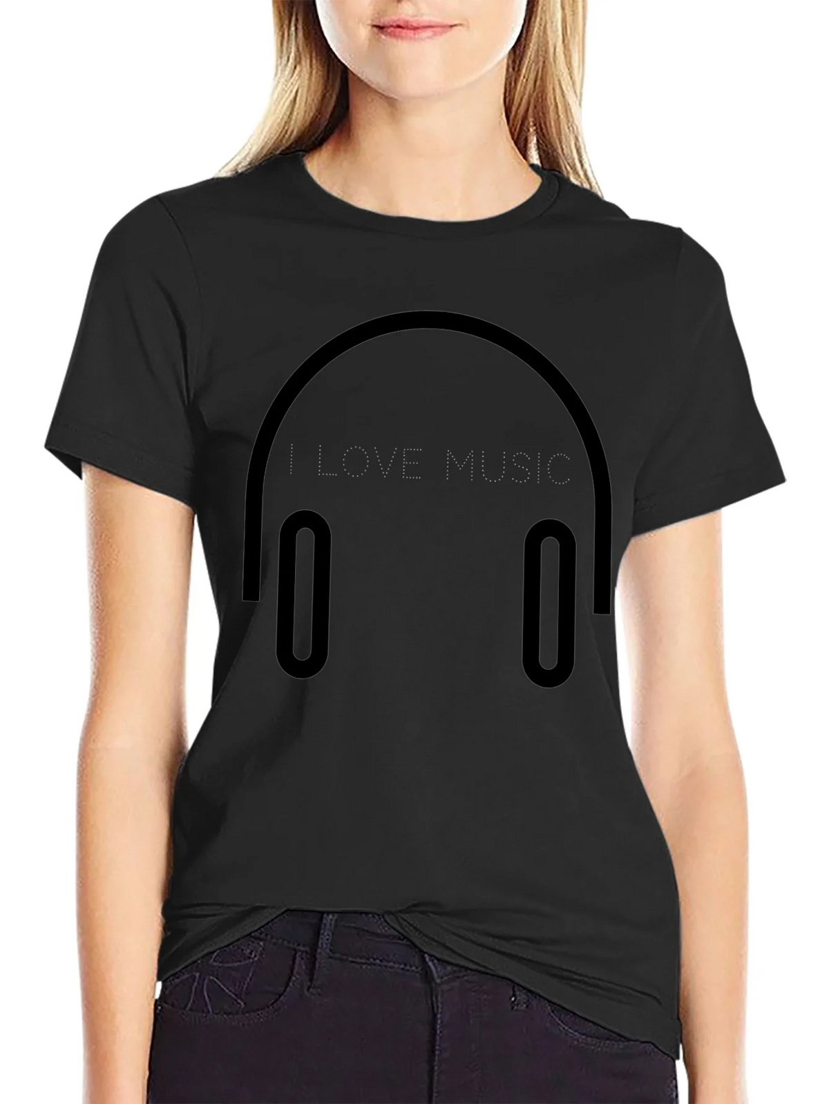 I Love Music Black T-Shirt product image 2