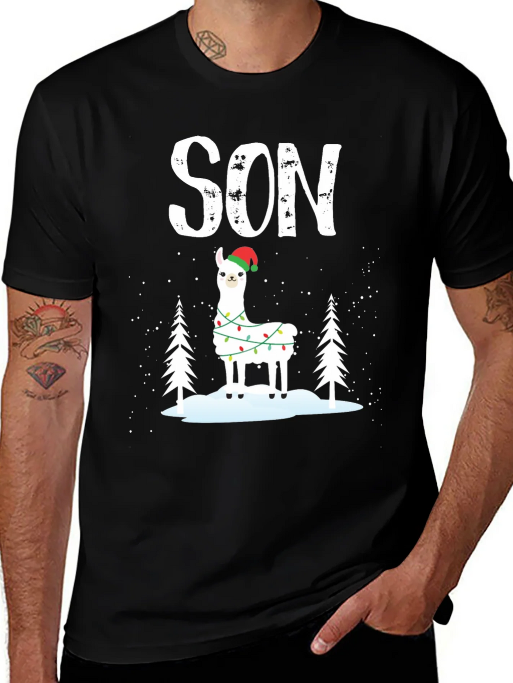 Festive Son Llama Christmas T-Shirt product image 1