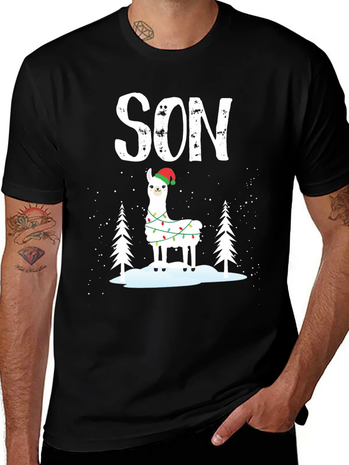 Festive Son Llama Christmas T-Shirt product image 1