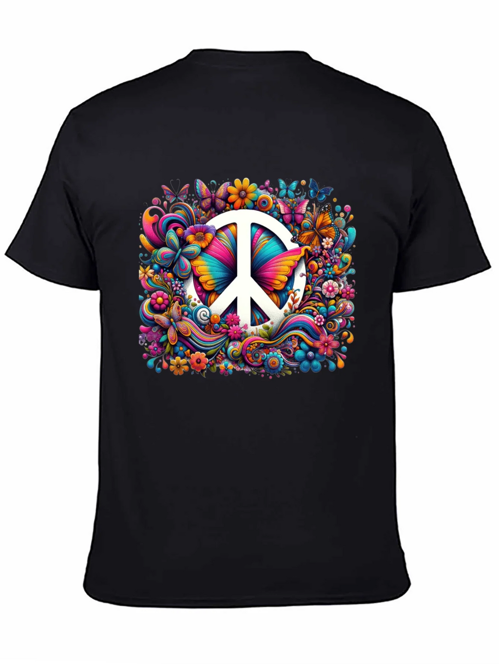 Peace Sign Floral Butterfly T-Shirt product image 4