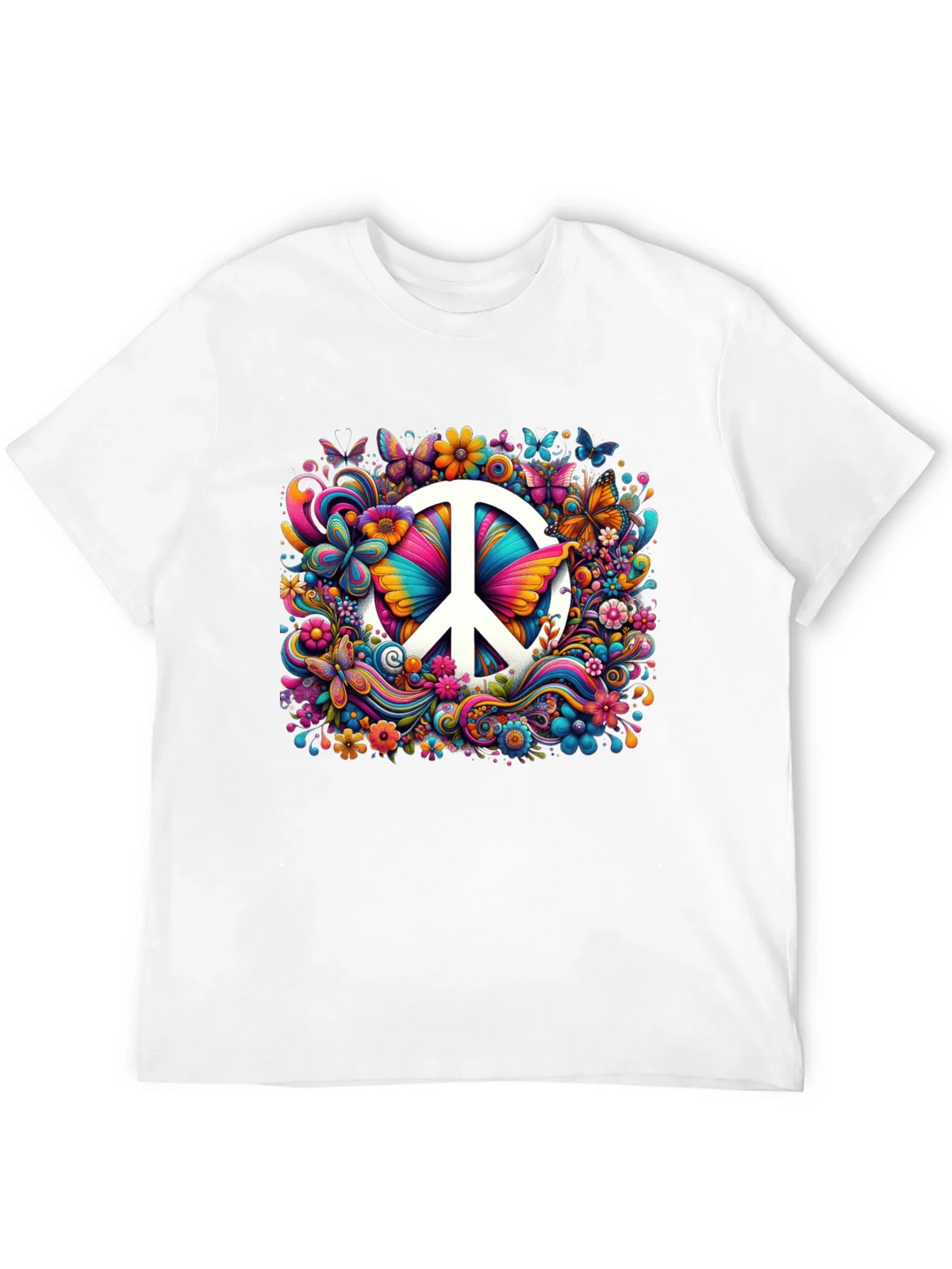 Peace Sign Floral Butterfly T-Shirt product image 11