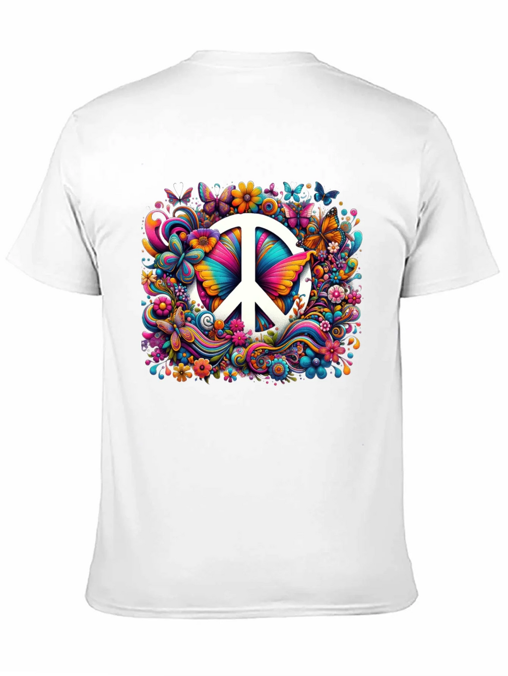Peace Sign Floral Butterfly T-Shirt product image 10