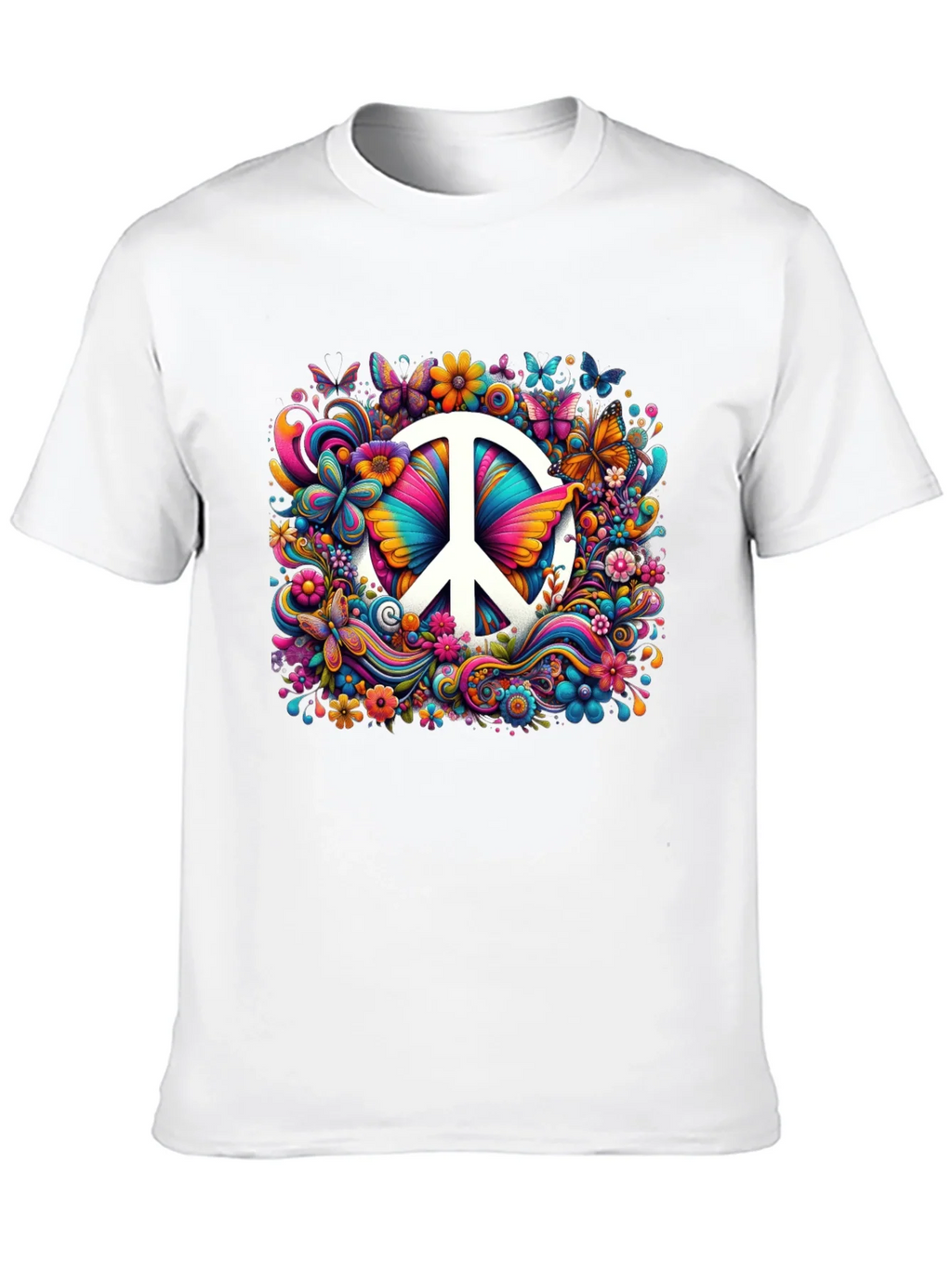 Peace Sign Floral Butterfly T-Shirt product image 9