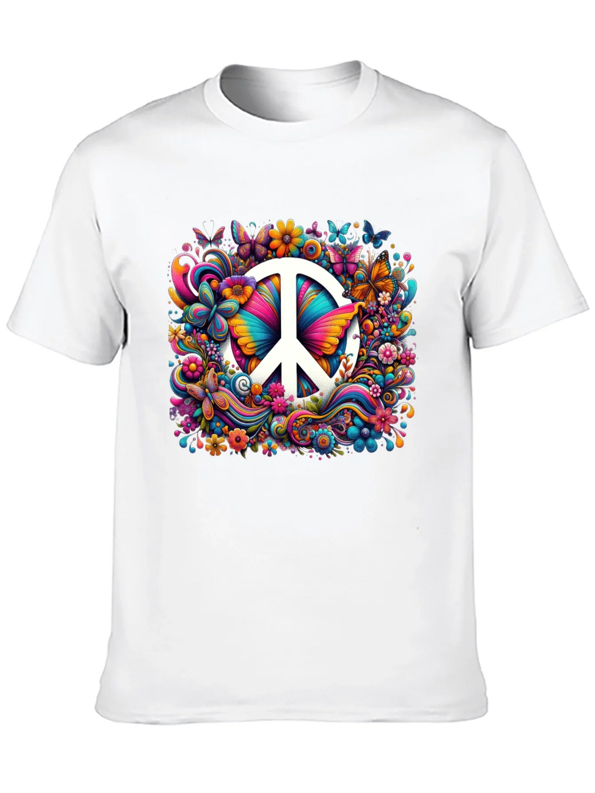 Peace Sign Floral Butterfly T-Shirt product image 9