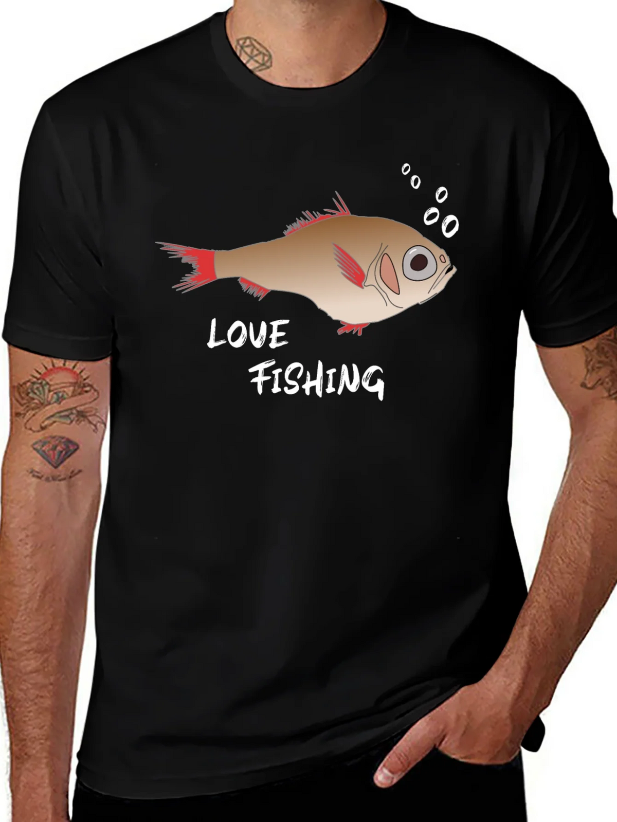 Love Fishing Graphic Tee - Black Cotton T-Shirt product image 1