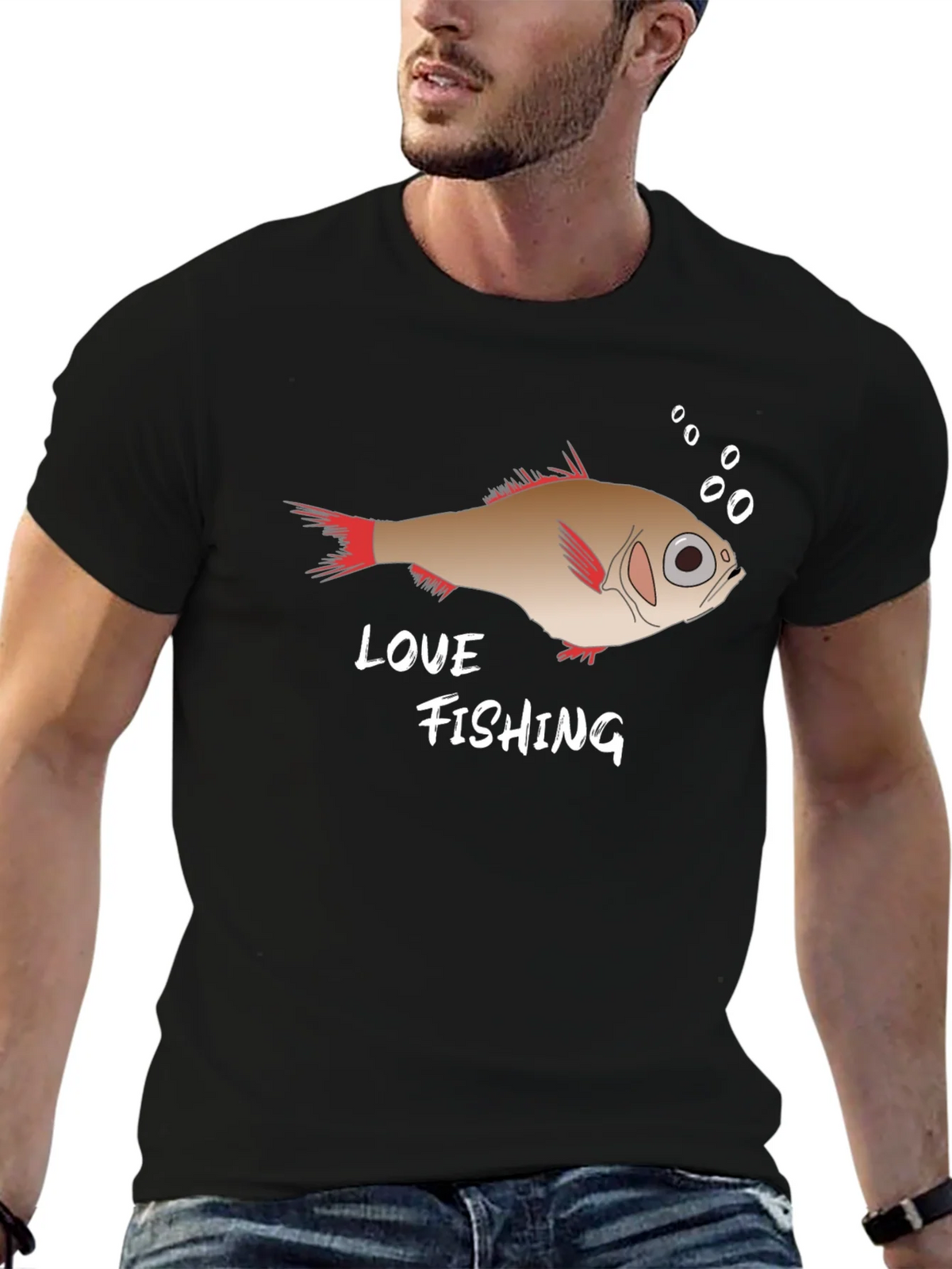 Love Fishing Graphic Tee - Black Cotton T-Shirt product image 6