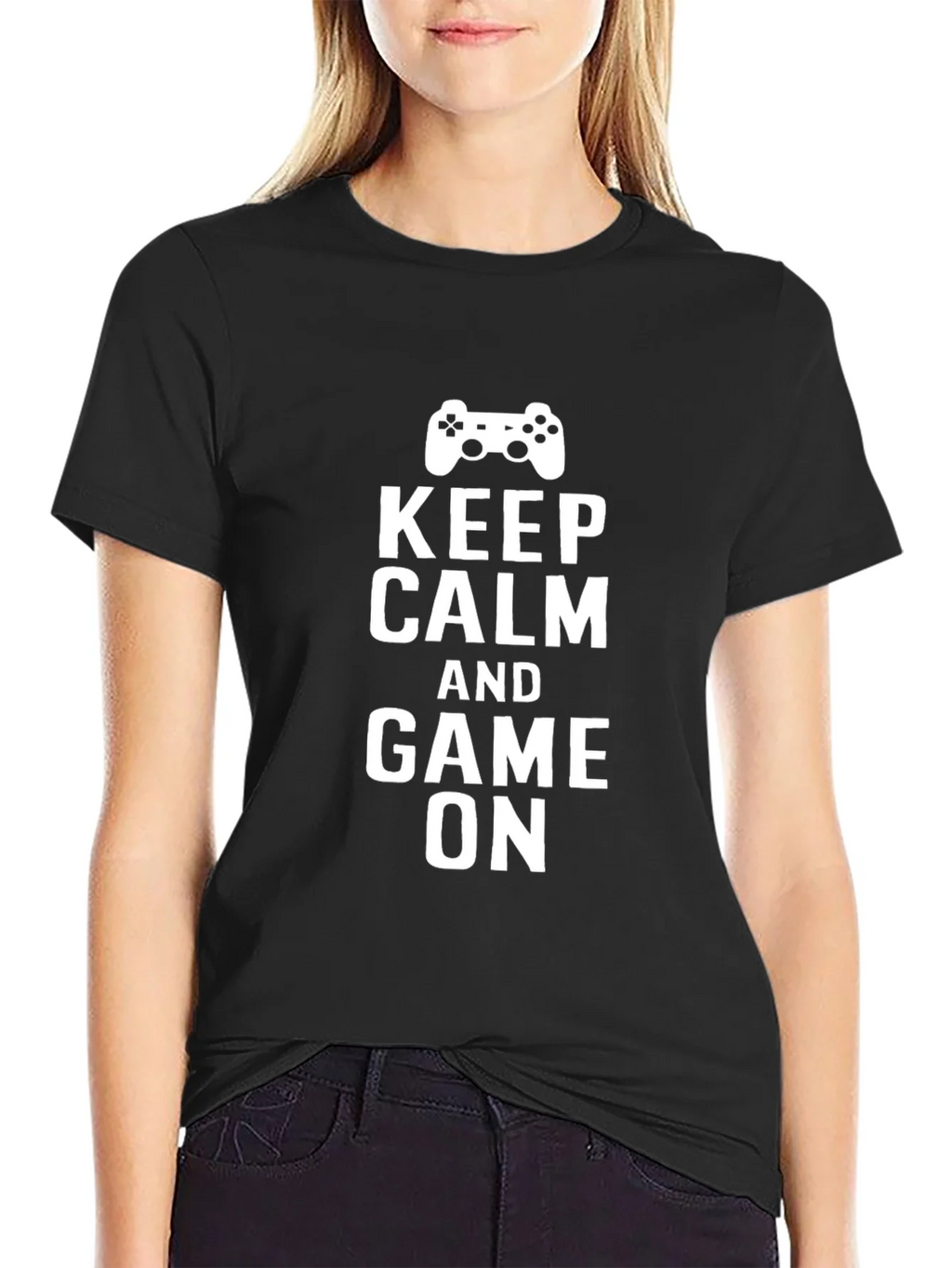 Keep Calm and Game On Black T-Shirt product image 2