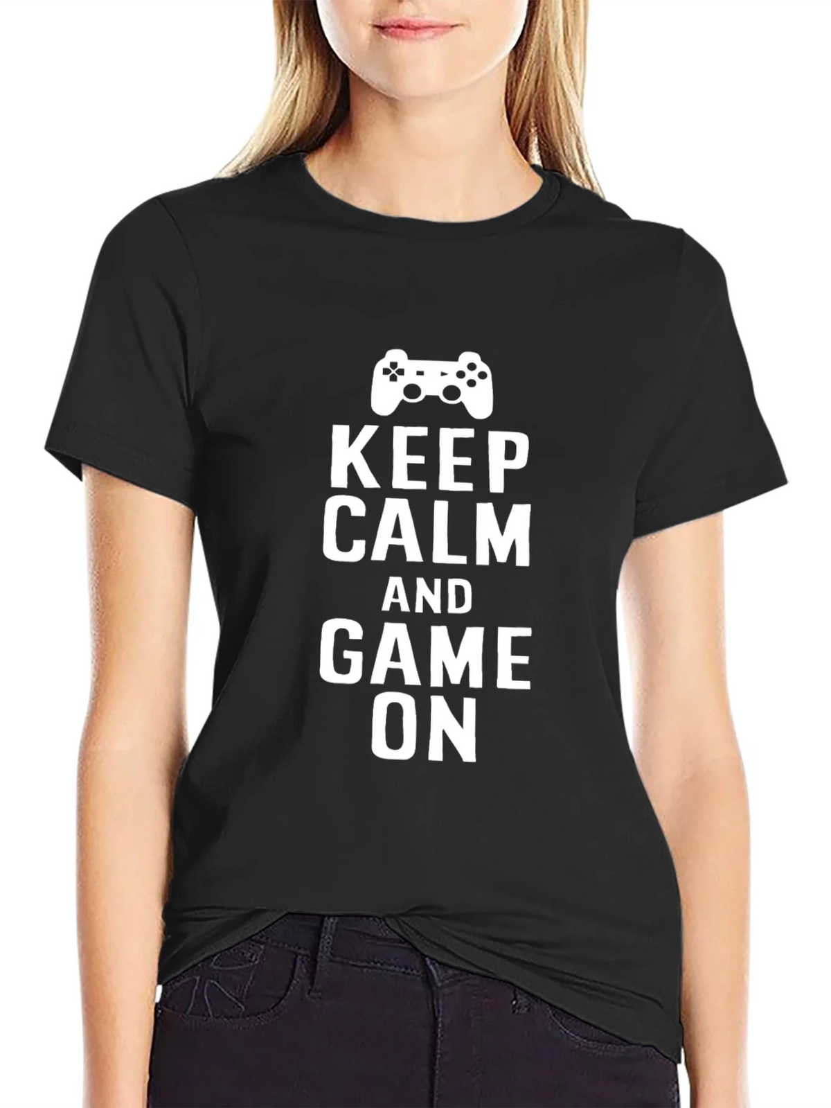Keep Calm and Game On Black T-Shirt product image 2