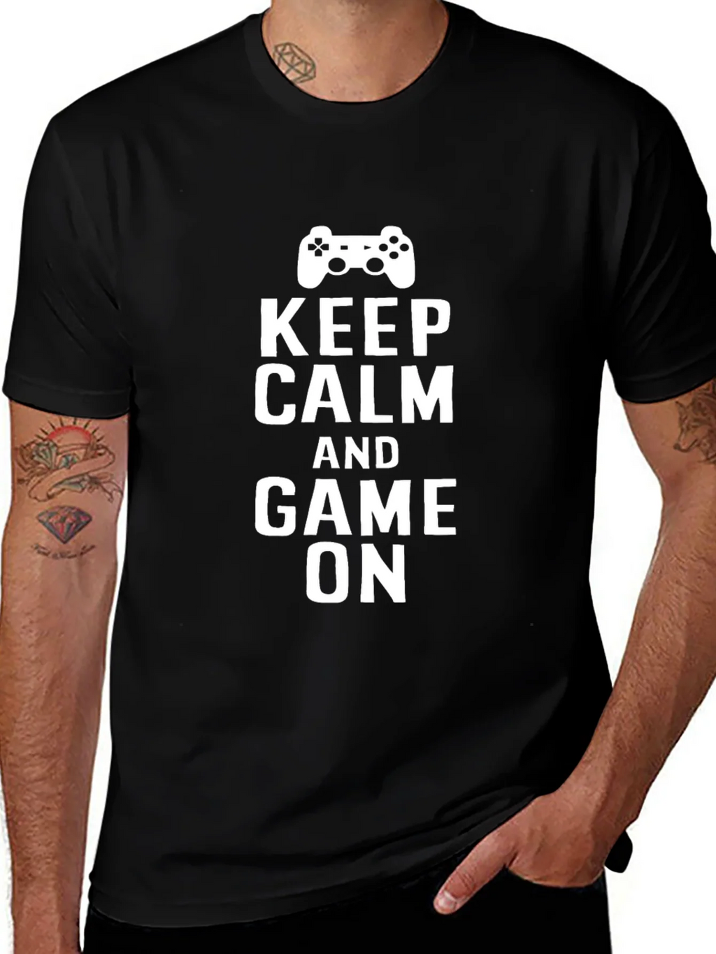 Keep Calm and Game On Black T-Shirt product image 1