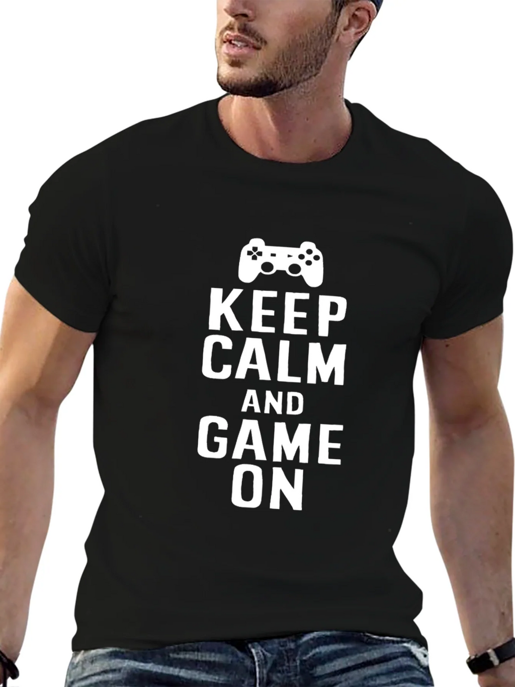 Keep Calm and Game On Black T-Shirt product image 6
