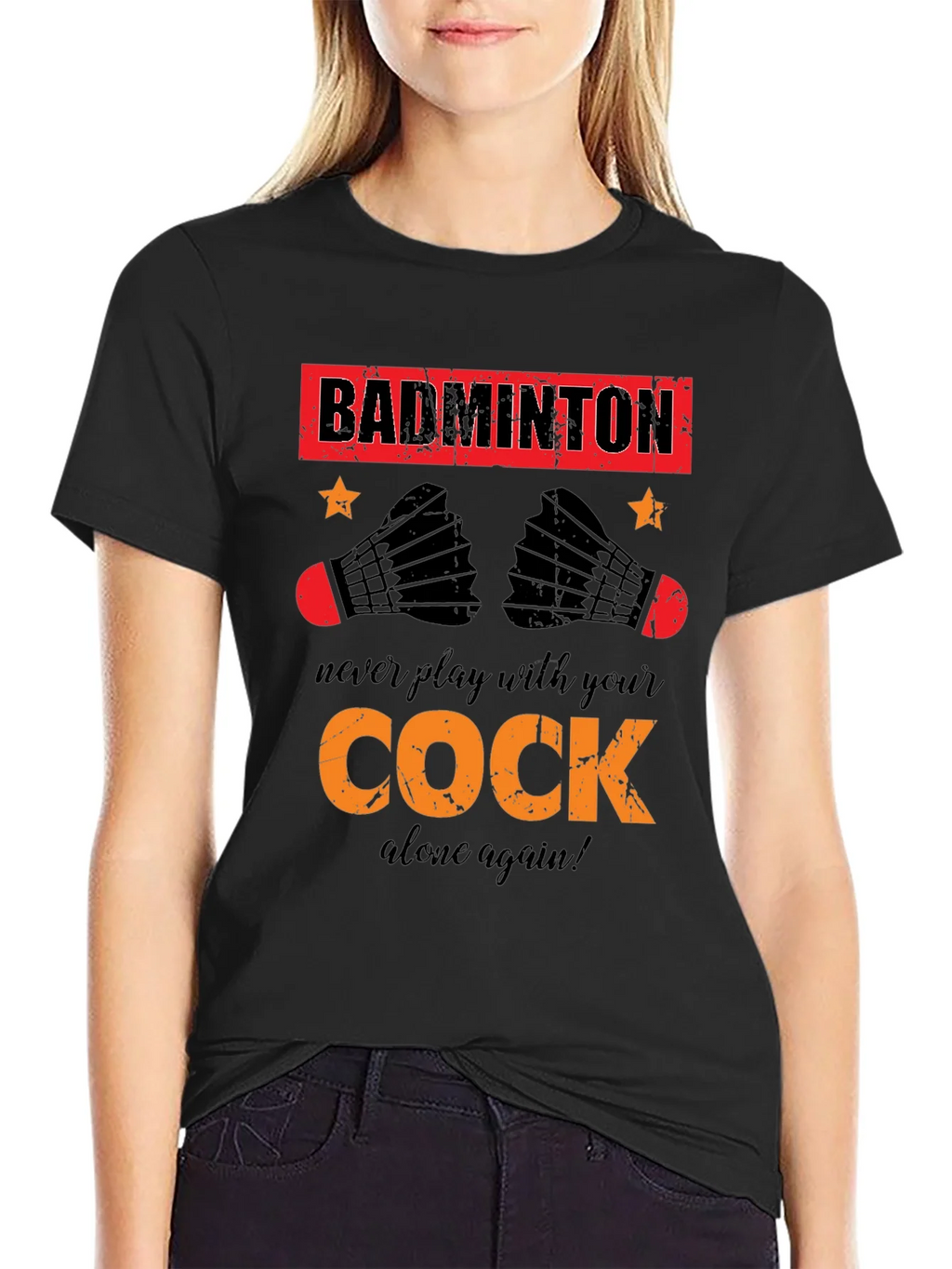 Funny Badminton T-Shirt - Cock Design product image 1