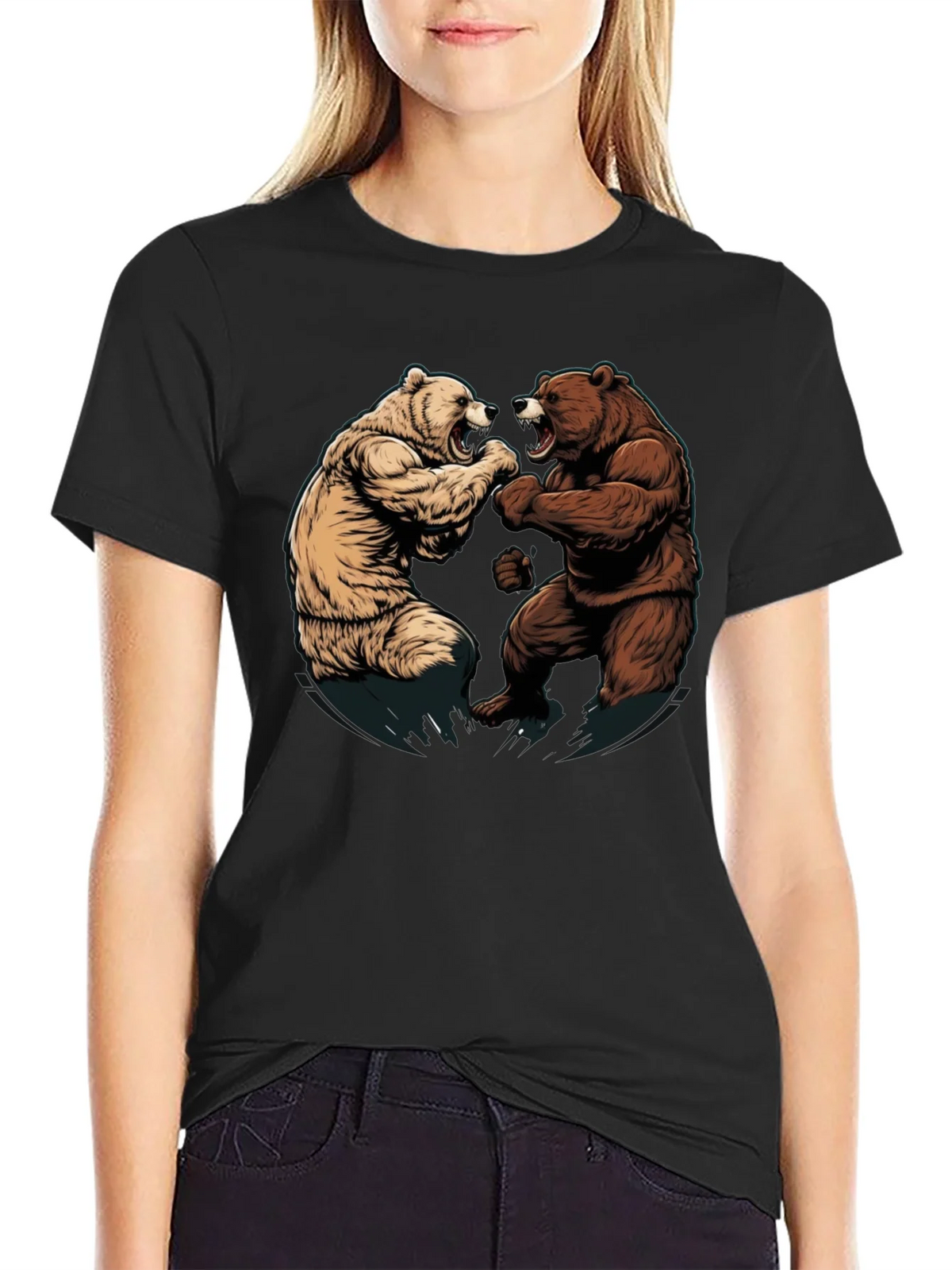 Fighting Bears Graphic Tee - Black product image 1