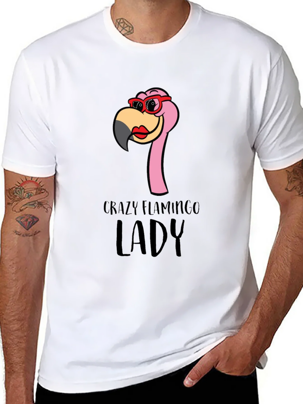 Crazy Flamingo Lady T-Shirt - Fun Novelty Tee product image 2