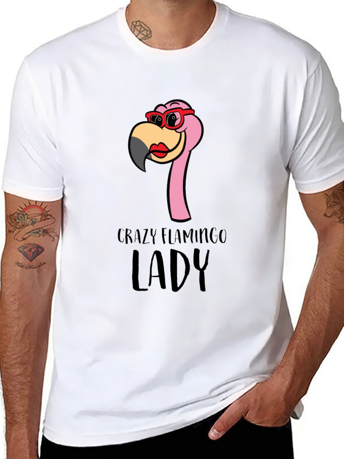 Crazy Flamingo Lady T-Shirt - Fun Novelty Tee product image 2