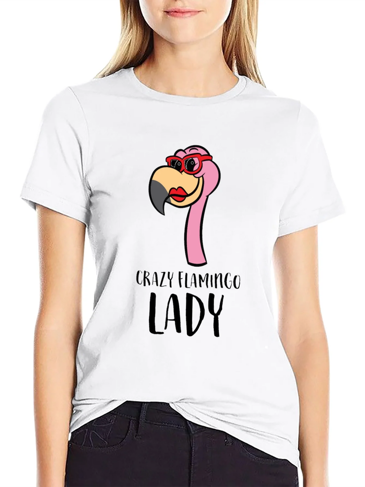 Crazy Flamingo Lady T-Shirt - Fun Novelty Tee product image 3