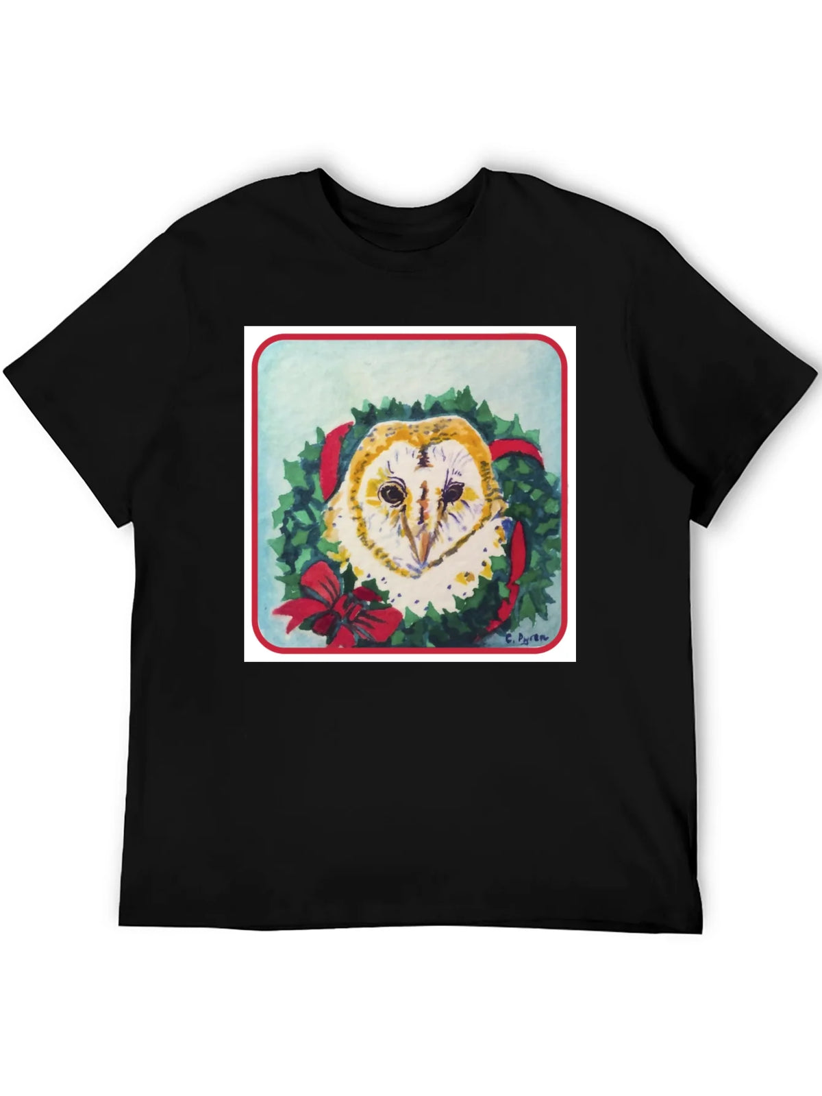 Festive Owl Wreath T-Shirt - Holiday Apparel product image 5