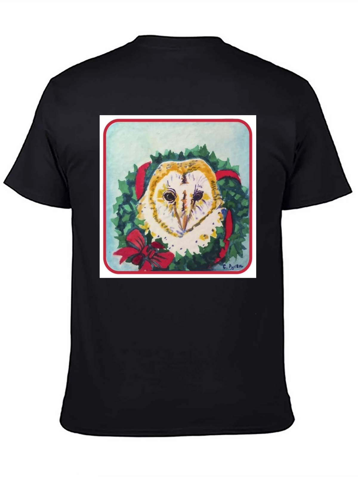 Festive Owl Wreath T-Shirt - Holiday Apparel product image 4