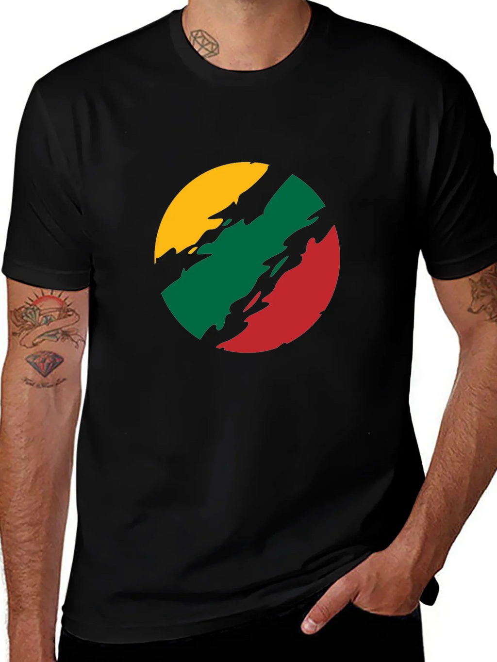 Lithuanian Flag T-Shirt - Black Crew Neck Tee product image 1