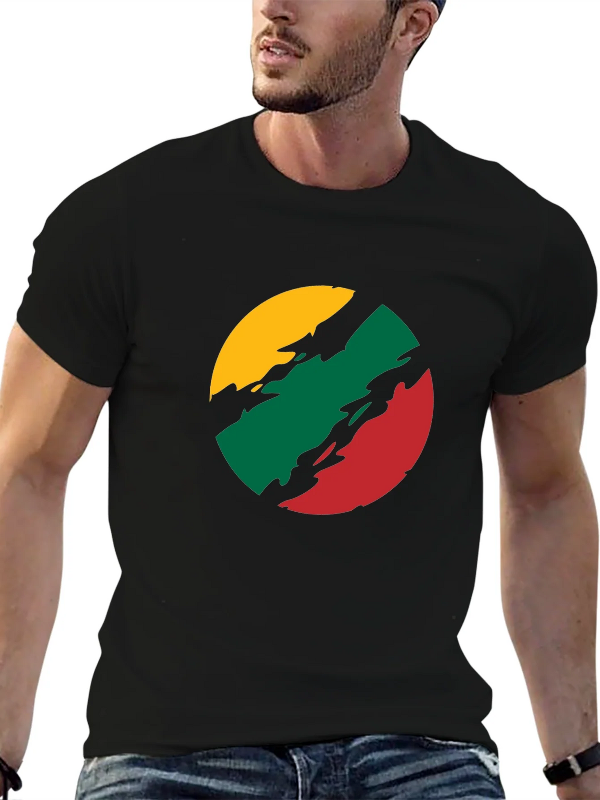Lithuanian Flag T-Shirt - Black Crew Neck Tee product image 5