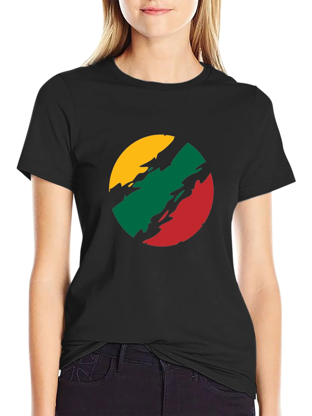 Lithuanian Flag T-Shirt - Black Crew Neck Tee product image 2