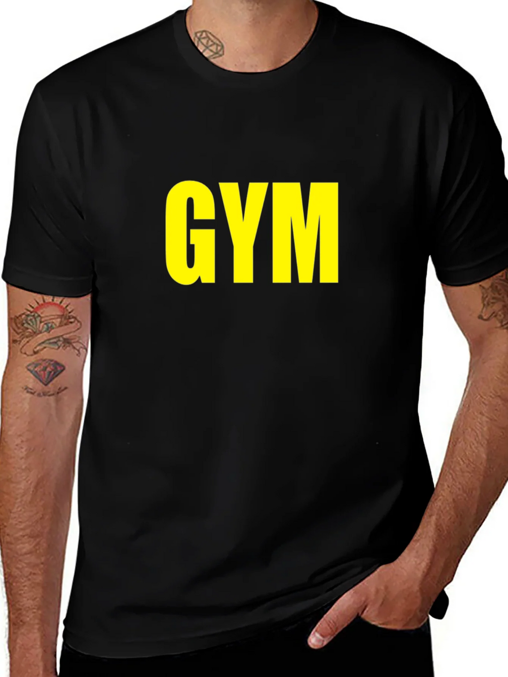 GYM T-Shirt - Bold Yellow Print on Black product image 1