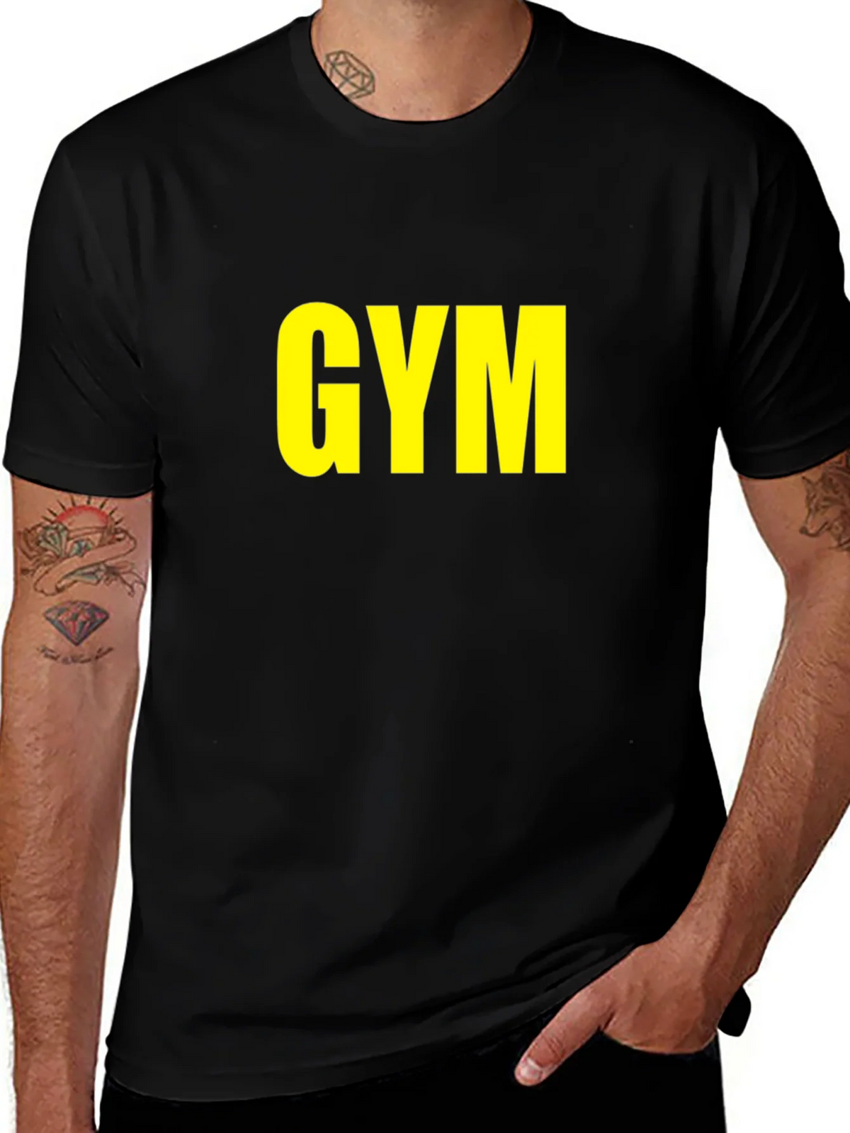 GYM T-Shirt - Bold Yellow Print on Black product image 1