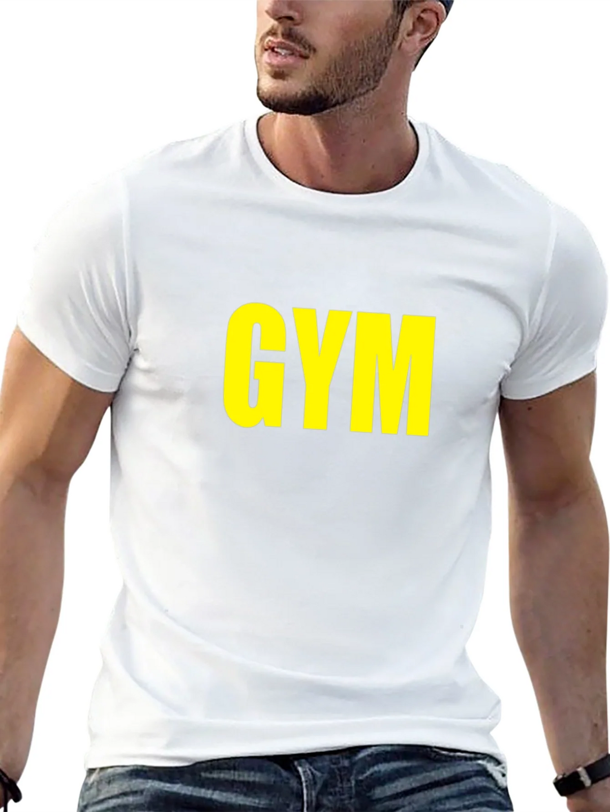 GYM T-Shirt - Bold Yellow Print on Black product image 12