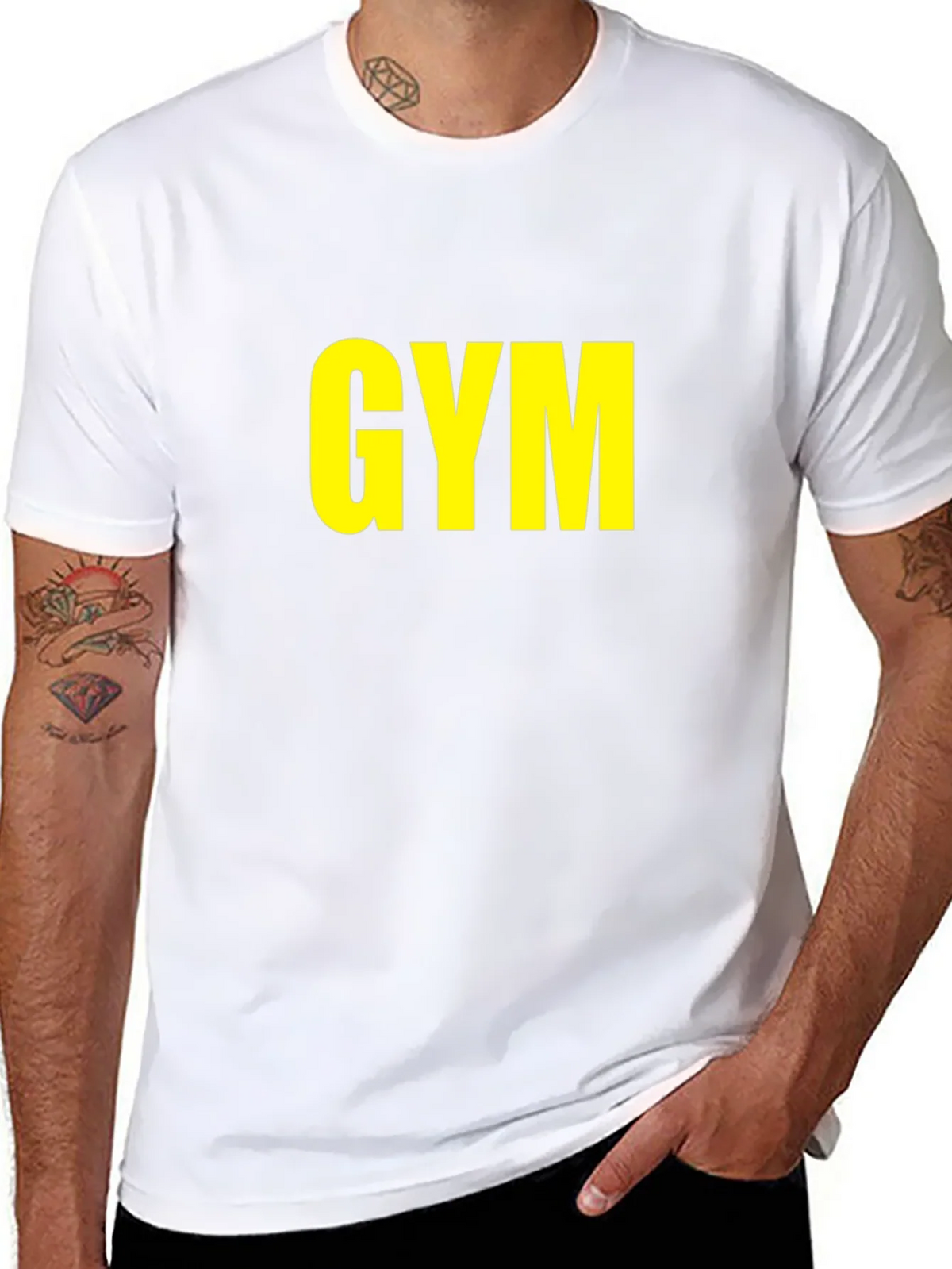 GYM T-Shirt - Bold Yellow Print on Black product image 7