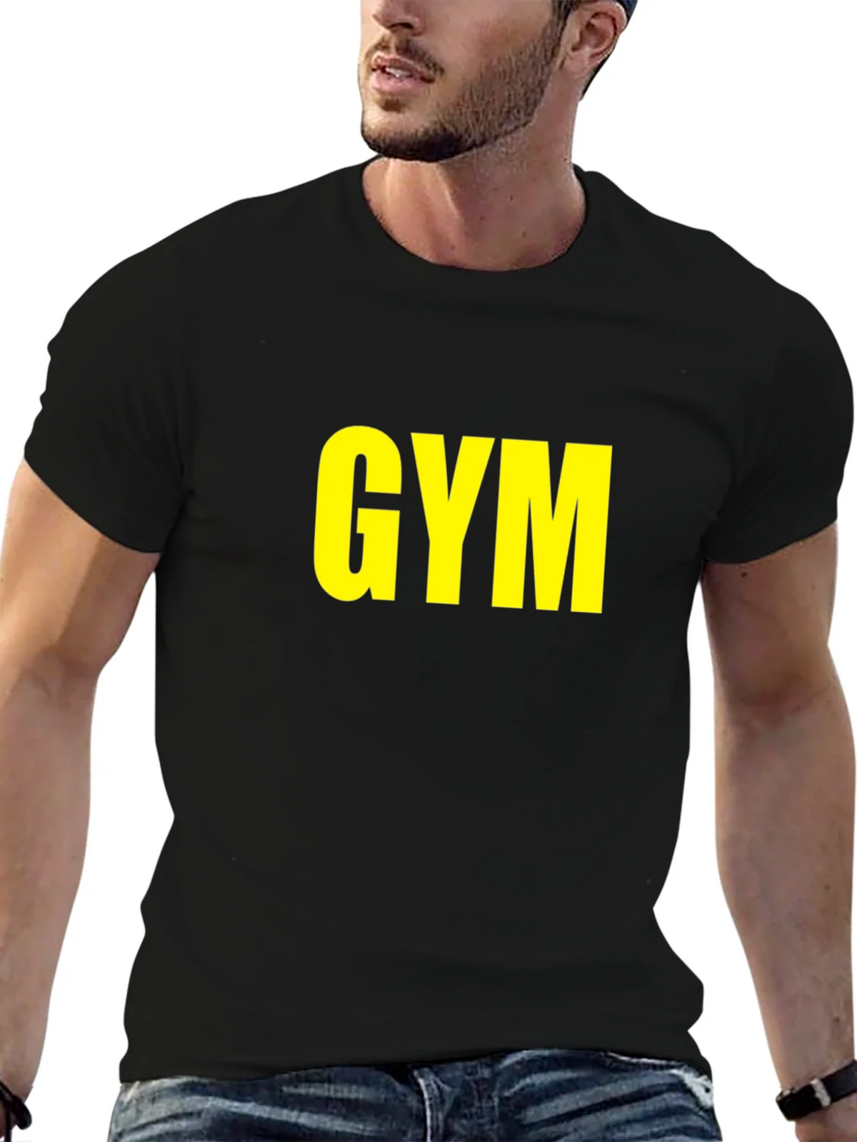 GYM T-Shirt - Bold Yellow Print on Black product image 6